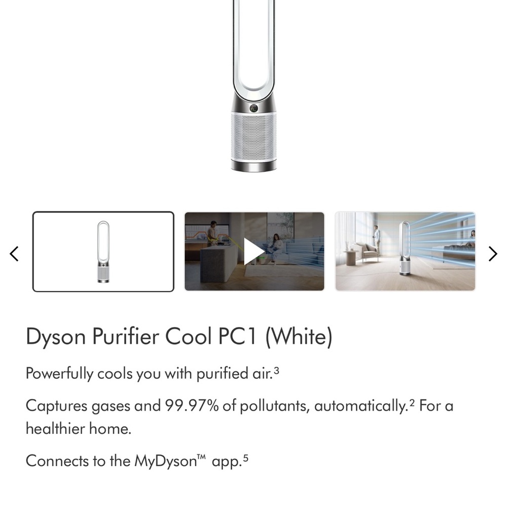 Dyson Purifier Cool PC1 in Silver and White - Picture 4 of 4